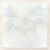 Abstracte Fantastische fractale kunst met blauw Glazen Onderzetter (Achterkant)