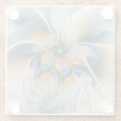 Abstracte Fantastische fractale kunst met blauw Glazen Onderzetter (Achterkant)