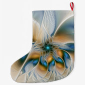 Abstracte Fantastische fractale kunst met blauw Grote Kerstsok (Achterkant)