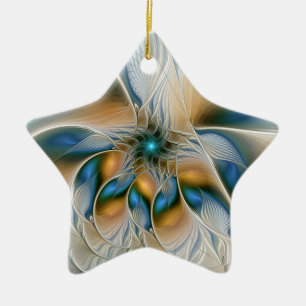 Abstracte Fantastische fractale kunst met blauw Keramisch Ornament