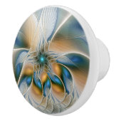 Abstracte Fantastische fractale kunst met blauw Keramische Knop (Rechts)