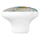 Abstracte Fantastische fractale kunst met blauw Keramische Knop (Zijkant)