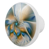 Abstracte Fantastische fractale kunst met blauw Keramische Knop (Rechts)