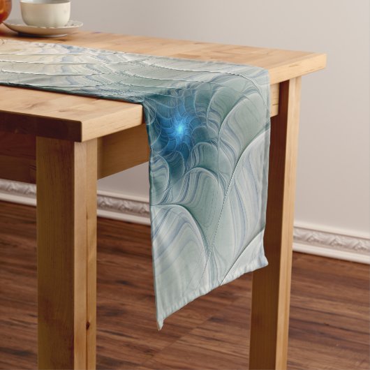 Abstracte Fantastische fractale kunst met blauw Korte Tafelloper (Voorbeeld)