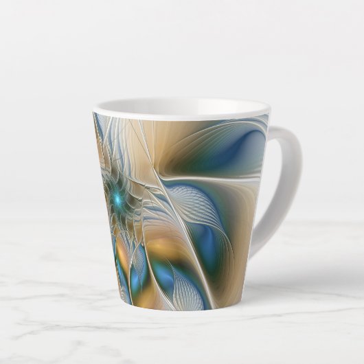 Abstracte Fantastische fractale kunst met blauw Latte Mok (Rechterhoek)