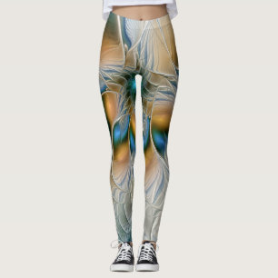 Abstracte Fantastische fractale kunst met blauw Leggings