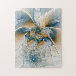 Abstracte Fantastische fractale kunst met blauw Legpuzzel