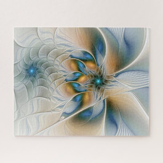 Abstracte Fantastische fractale kunst met blauw Legpuzzel (Horizontaal)