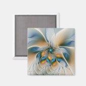 Abstracte Fantastische fractale kunst met blauw Magneet (Voorkant / Achterkant)