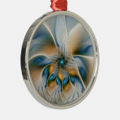 Abstracte Fantastische fractale kunst met blauw Metalen Ornament (Rechts)