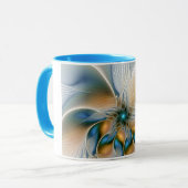 Abstracte Fantastische fractale kunst met blauw Mok (Voorkant links)
