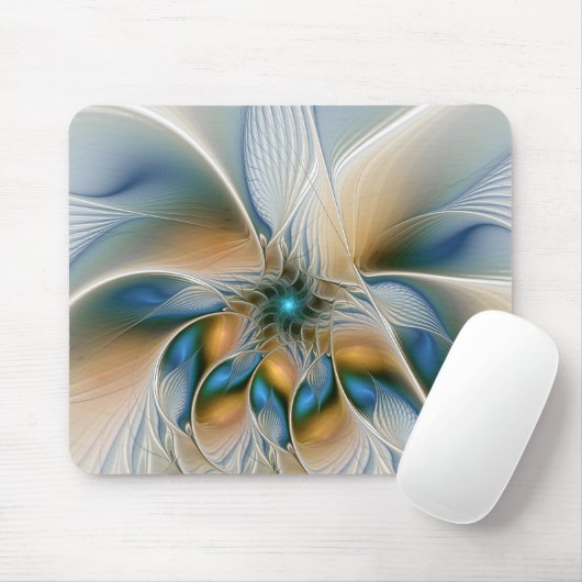 Abstracte Fantastische fractale kunst met blauw Muismat (Met muis)