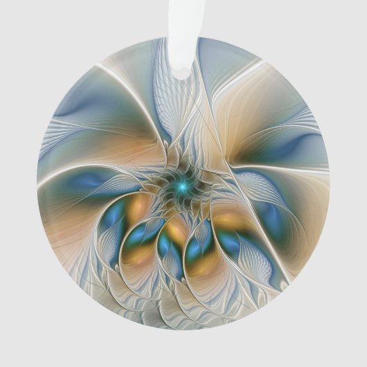 Abstracte Fantastische fractale kunst met blauw Ornament (voorkant)