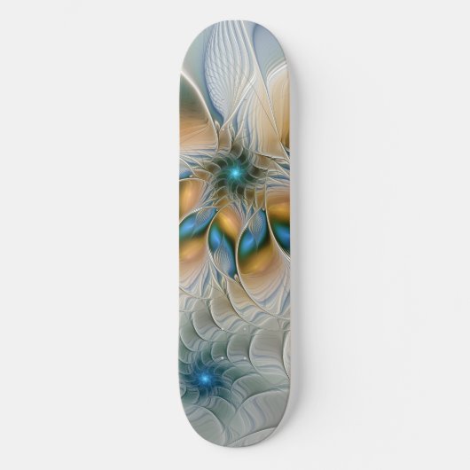 Abstracte Fantastische fractale kunst met blauw Persoonlijk Skateboard (Voorkant)