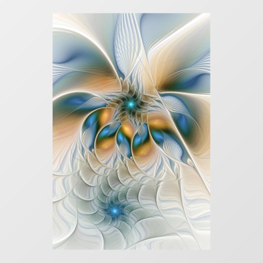 Abstracte Fantastische fractale kunst met blauw Raamsticker (Vel)