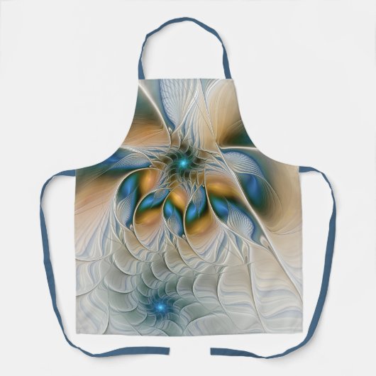 Abstracte Fantastische fractale kunst met blauw Schort (Voorkant)