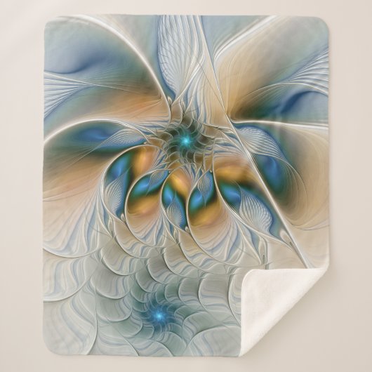 Abstracte Fantastische fractale kunst met blauw Sherpa Deken (Voorkant)