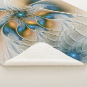 Abstracte Fantastische fractale kunst met blauw Sherpa Deken (3/4)