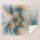 Abstracte Fantastische fractale kunst met blauw Sherpa Deken (Voorkant (horizontaal))