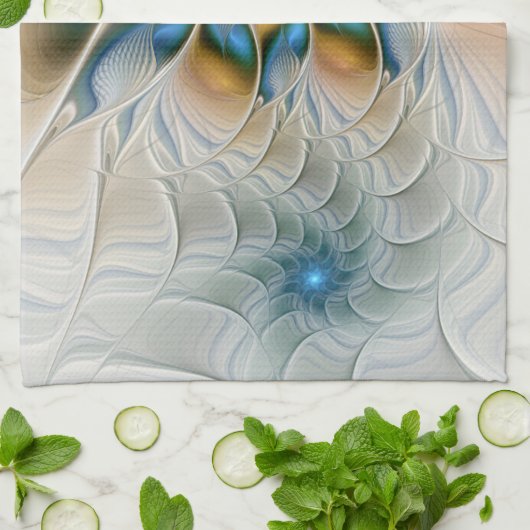 Abstracte Fantastische fractale kunst met blauw Theedoek (Gevouwen)