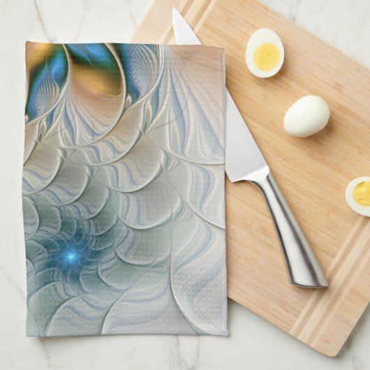 Abstracte Fantastische fractale kunst met blauw Theedoek (Quarter Fold)