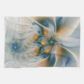 Abstracte Fantastische fractale kunst met blauw Theedoek (Horizontaal)