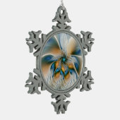 Abstracte Fantastische fractale kunst met blauw Tin Sneeuwvlok Ornament (Links)