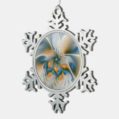 Abstracte Fantastische fractale kunst met blauw Tin Sneeuwvlok Ornament (Rechts)