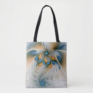 Abstracte Fantastische fractale kunst met blauw Tote Bag