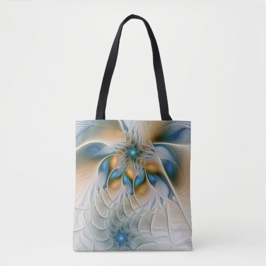 Abstracte Fantastische fractale kunst met blauw Tote Bag (Voorkant)