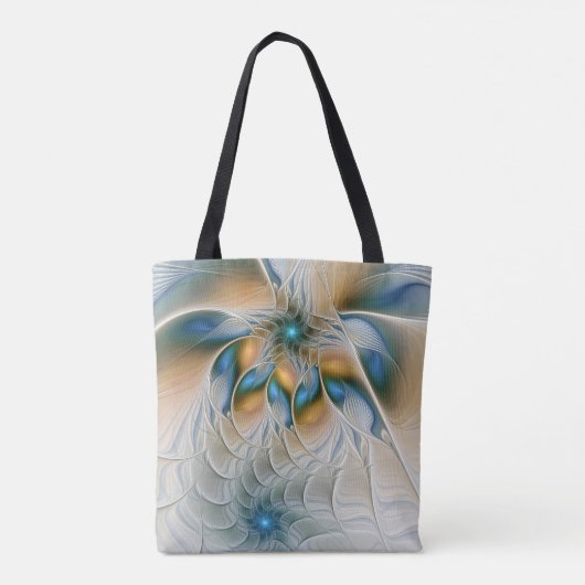 Abstracte Fantastische fractale kunst met blauw Tote Bag (Achterkant)
