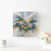 Abstracte Fantastische fractale kunst met blauw Vierkante Klok (Huis)
