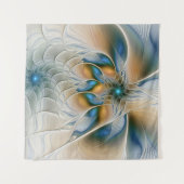 Abstracte Fantastische fractale kunst met blauw Wandkleed (Voorkant (horizontaal))