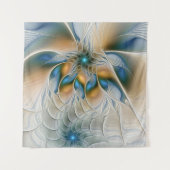 Abstracte Fantastische fractale kunst met blauw Wandkleed (Voorkant)