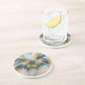 Abstracte Fantastische fractale kunst met blauw Zandsteen Onderzetter (Zijkant)