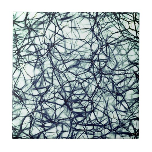 Abstracte Fantasy - Art Neurons - Zwart wit Tegeltje (Voorkant)