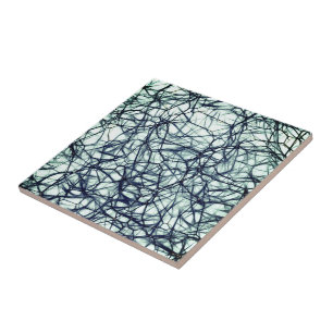 Abstracte Fantasy - Art Neurons - Zwart wit Tegeltje