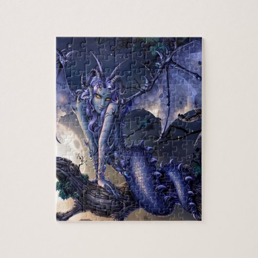 Abstracte Fantasy Dragon Girl Flirt Legpuzzel (Verticaal)