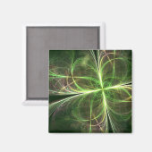 Abstracte Fantasy Four Leaves Green Clover Magneet (Voorkant / Achterkant)