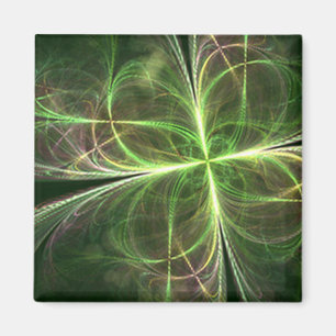 Abstracte Fantasy Four Leaves Green Clover Magneet