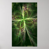 Abstracte Fantasy Four Leaves Green Clover Poster (Voorkant)