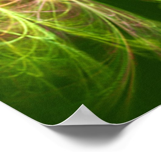 Abstracte Fantasy Four Leaves Green Yellow Clover Poster (Hoek)