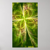 Abstracte Fantasy Four Leaves Green Yellow Clover Poster (Voorkant)