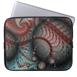 Abstracte Fantasy Fractal Art Balls Brown Blue Laptop Sleeve