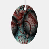 Abstracte Fantasy Fractal Art Balls Brown Blue Metalen Ornament (Voorkant Rechts)