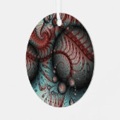 Abstracte Fantasy Fractal Art Balls Brown Blue Metalen Ornament (Voorkant links)