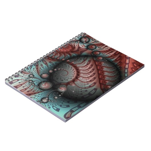 Abstracte Fantasy Fractal Art Balls Brown Blue Notitieboek (Linkerzijde)