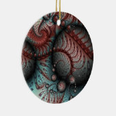 Abstracte Fantasy Fractal Balls Brown Blue Circle Keramisch Ornament (Rechts)