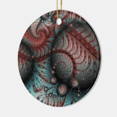 Abstracte Fantasy Fractal Balls Brown Blue Circle Keramisch Ornament (Links)