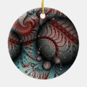 Abstracte Fantasy Fractal Balls Brown Blue Circle Keramisch Ornament (Achterkant)